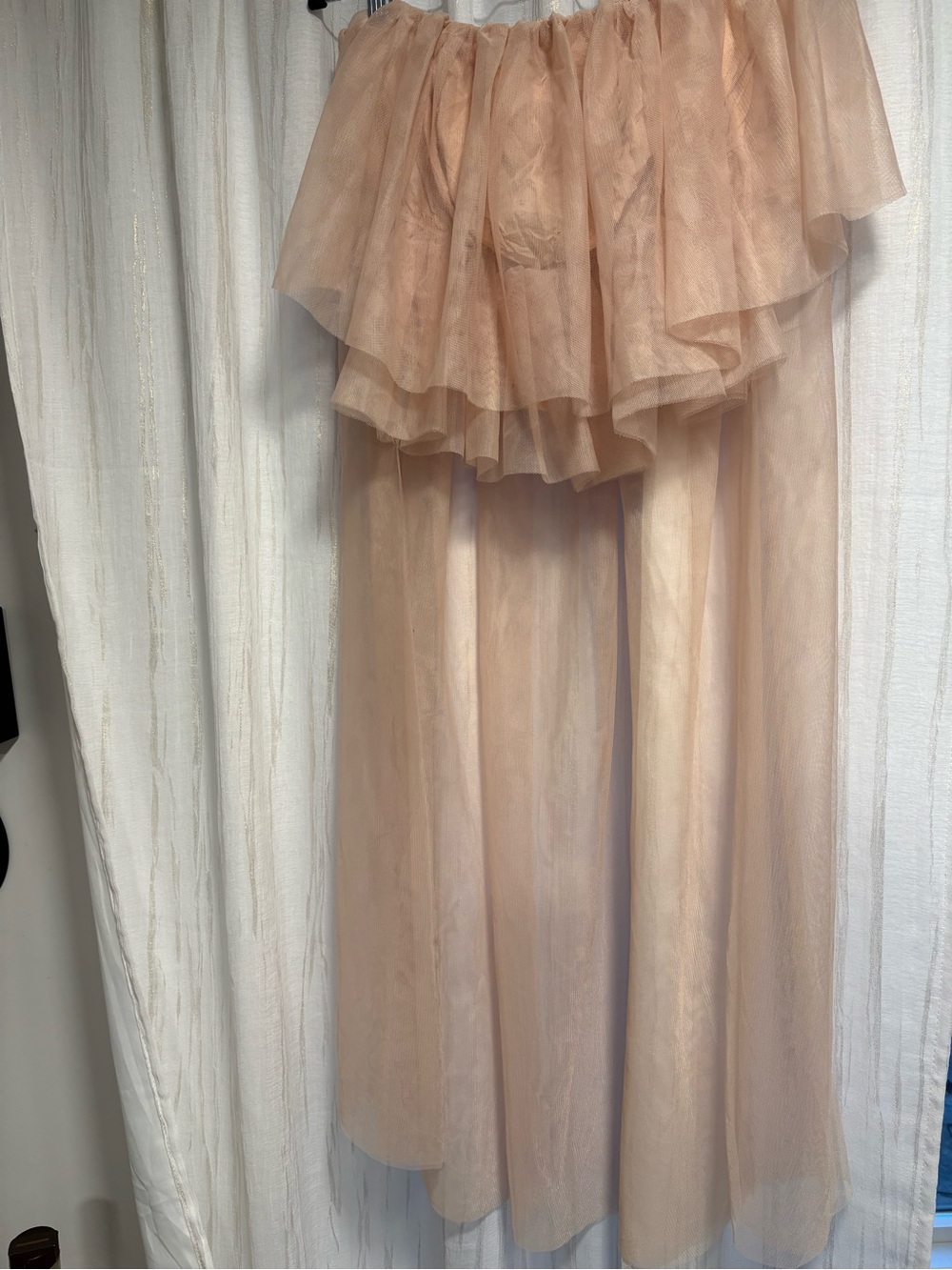 Sheer Strapless Nude Tulle Overlay Top - Picture 5 of 13